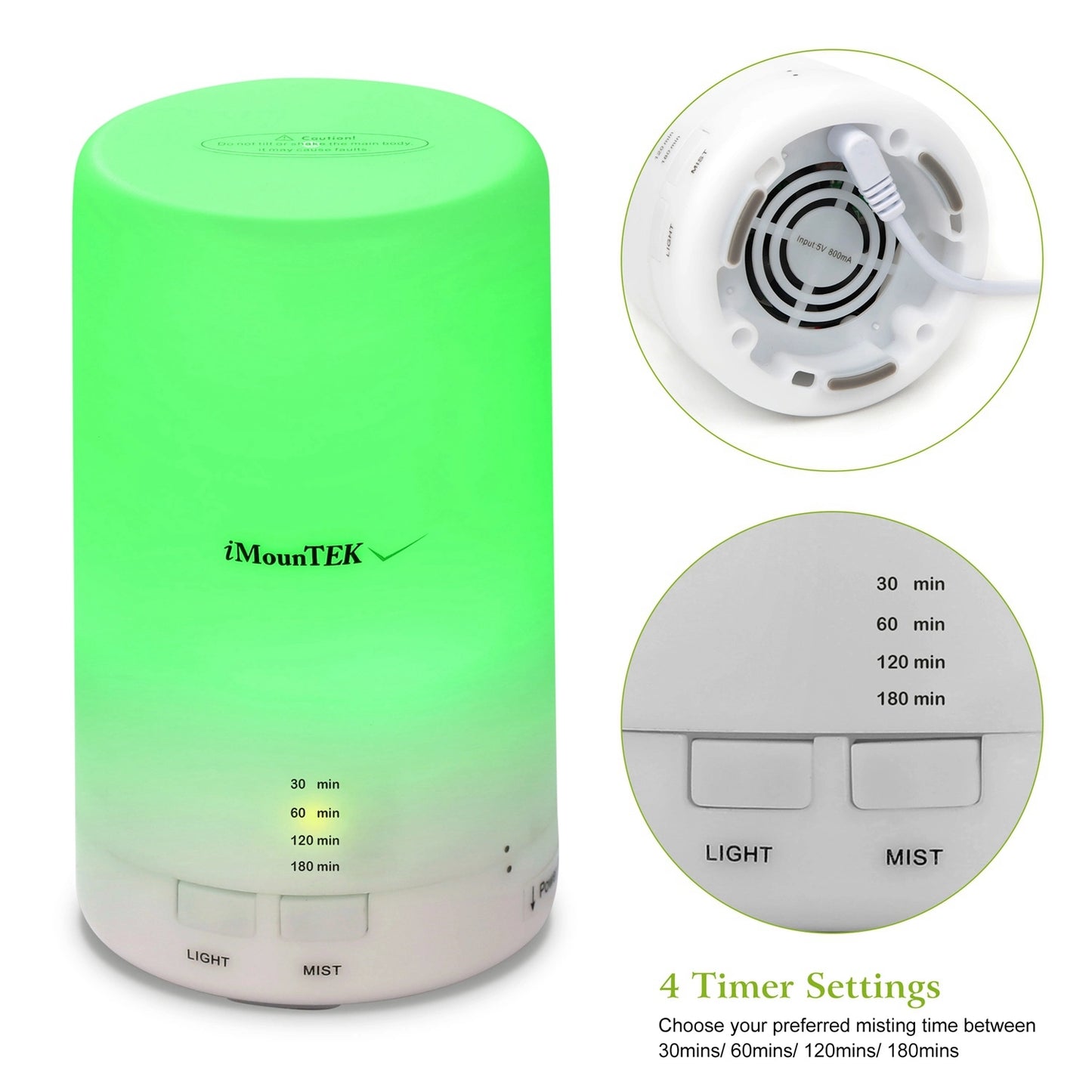 Mini Cool Mist Humidifier Ultrasonic Aroma Essential Oil Diffuser with 7 Color LED Lights 4 Timer Settings