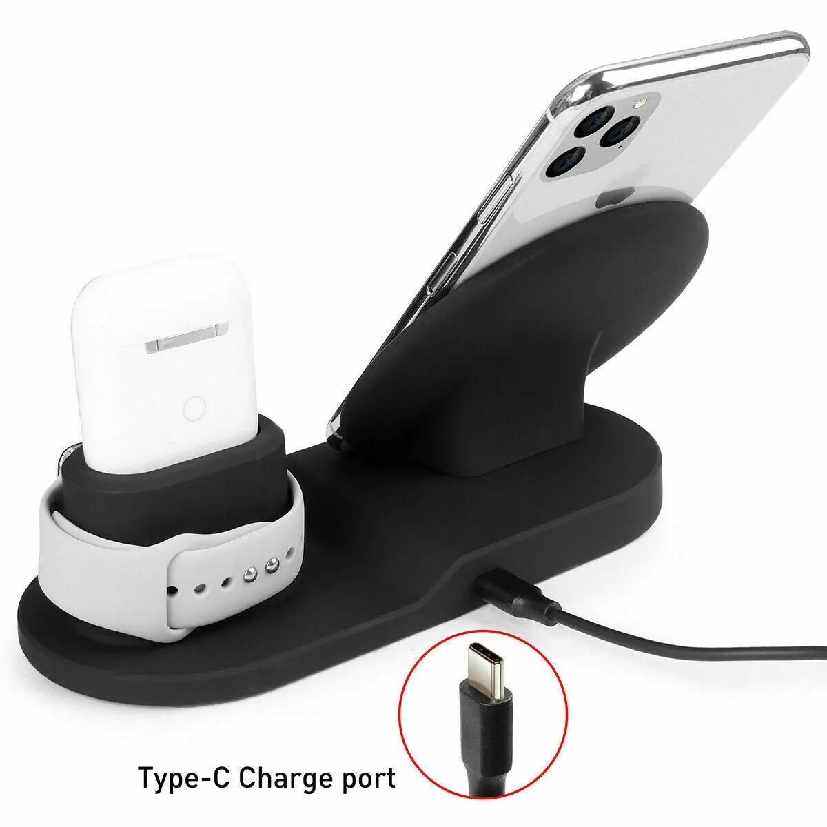 Wireless Fast Charge Stand Dock 3in1 Phone Charging Watch Ear Pods Charger Samsung Galaxy S9+ iPhone XS